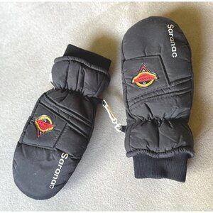 womens vintage Saranac ski winter mittens size L large snow black‎